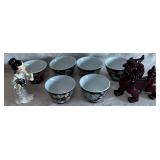 B - JAPANESE TEA CUPS, FIGURINE & TEMPLE DOG (F87)