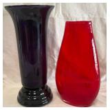 B - TWO ART GLASS VASES (B157)