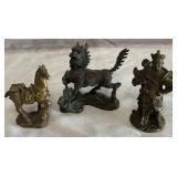 B - THREE VINTAGE SOLID BRASS MINI FIGURES (B137)