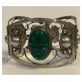 B - VINTAGE STERLING SILVER & STONE BRACELET (MEX)