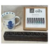 B - ARTISAN OIL SET, HAMSA MUG, INCENSE BOX (C56)