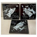 B - BLACK LACQUER MOTHER OF PEARL 3 PANELS (A87)