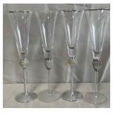 B - 4 RHINESTONE CRYSTAL FLUTES (A39)