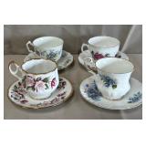 B - ENGLISH TEACUPS 4 SETS (A13)
