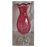 B - VINTAGE CRANBERRY GLASS VASE (B94)