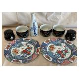 B - COLLECTIBLE SAKE SET & PORCELAIN PLATES (F6)