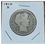 1910-S BARBER HALF DOLLAR
