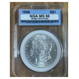 1886 MORGAN SILVER DOLLAR MS66