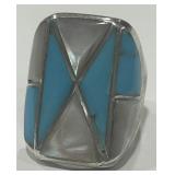 STERLING SILVER TURQUOISE RING 24.7 GRS
