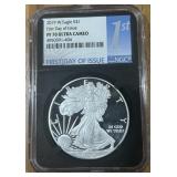 2019 AMERICAN EAGLE SILVER COIN PF70 ULTRA CAMEO
