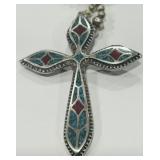 STERLING SILVER LARGE CROSS WITH CHAIN 35.2 GRS
