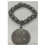 STERLING SILVER COIN BRACELET 80.1 GRS