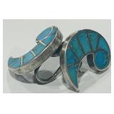 STERLING SILVER TURQUOISE EARRINGS 6.3 GRS