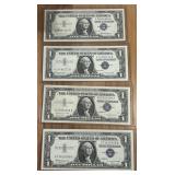 4 UNCIRCULATED 1957 1 DOLLAR CURRENCY