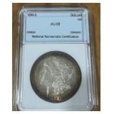 1884-S MORGAN SILVER DOLLAR AU58