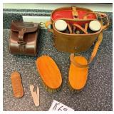 M - BINOCULARS WITH CASE, SHOE BRUSHES, MORE (K65)