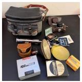 M - VINTAGE NIKON CAMERA, ACCESSORIES, BAG (K38)