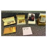 M - VINTAGE TIE BAR & CUFFLINKS SETS, TRAVEL CLOCK