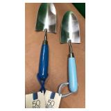 43 - TWO 50 SHADES OF BLUE GARDEN TROWELS (S75)