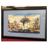 Z - LANDMARK HOTEL WATERCOLOR PRINT FRAMED
