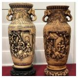 Z - PAIR OF DECORATIVE VASES MAX 12'T (L57)