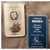 ELIZABTH II 10G COIN .9999 SILVER 50 CENTS (922)