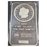 TEN TROY OUNCES OF .999 FINE SILVER BAR (915 C)