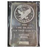 .999 FINE SILVER TEN TROY OUNCES BAR (911 D)