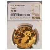 2020 MS69 CHINA G500Y PANDA GOLD COIN (967)