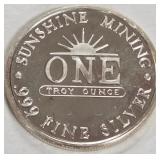 .999 FINE SILV ER ONE TROY OUNCE (992 F)
