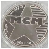 MCM ONE TROY OUNCE .999 FIINE SILVER COIN (919 X)
