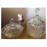 QTWO VINTAGEGLASS CANDY DISHES, DECOR JAR (C5)