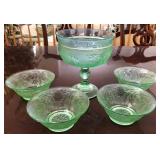 Q - VINTAGE GREEN GLASS BOWLS (L60)
