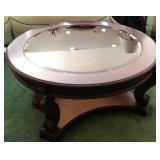Q - ROUND COFFEE TABLE WITH GLASS INSET 39'DIA