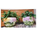 Q - HAND PAINTED VASES WITH FAUX FLORAL