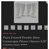 Q - INDIANA GLASS FROSTED POWDER HORN PILSNERS