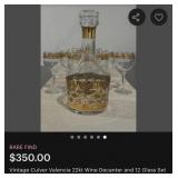 Q - MID-CENTURY DECANTER & STEMWARE (C10)