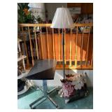 Q - WHEELED STAND, FLOOR LAMP, ACCENT PILLOWS
