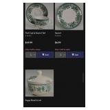 Q - VINTAGE CLAYTAN VINYARD GREEN PATTERN DISHWARE