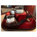 Q - THREE VINTAGE TABLE LIGHTERS (C25)
