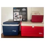 D - THREE COOLERS, BALANCE TRAINER (G23)