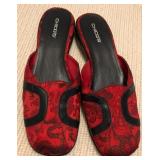 D - CHICO'S RED BROCADE SLIPPERS (M2)