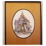 D - D.W.PATRICK VICTORIAN HOUSE ART FRAMED 21X17'