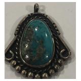 STERLING SILVER TURQUOISE PENDANT 7.5 GRS