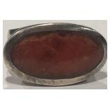 STERLING SILVER CORAL RING 6.9 GRS