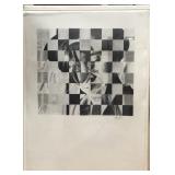 CHECKERED LITHOGRAPH PORTRAIT SIGNED