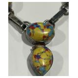 STERLING SILVER MOSAIC JASPER NECKLACE 23.50GRS