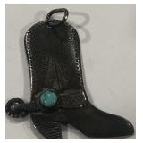 STERLING SILVER TURQUOISE BOOT PENDANT 3.8 GRS
