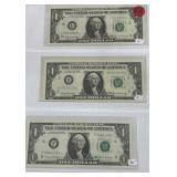 3 US 1 DOLLAR NOTE