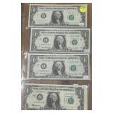 4 US 1 DOLLAR NOTE